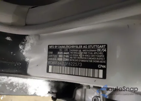 2005 Mercedes-Benz C 320 Luxury/Sport z USA, uszkodzony, nr VIN WDBRF64J15F622573